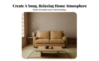 Retro aesthetic Brown Two-Seater Loveseat Down Feather Filling Living Room Furniture Nordic Design Couch Japanese Inspired for Apartment Dwellers, partners, Homeowners, Lounge Area, Bedroom, Study, Office