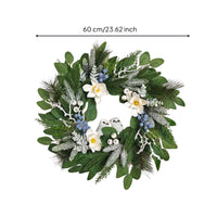 Wreath with Owl Figures Woodland Frosted Berry-Like Clusters Wreath Festive