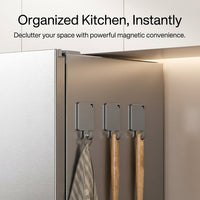 Metal Pantry and Fridge Organizer for Kitchen Wall, Anodized Hook Magnets for Hanging Tools, Versatile Refrigerator Side Storage