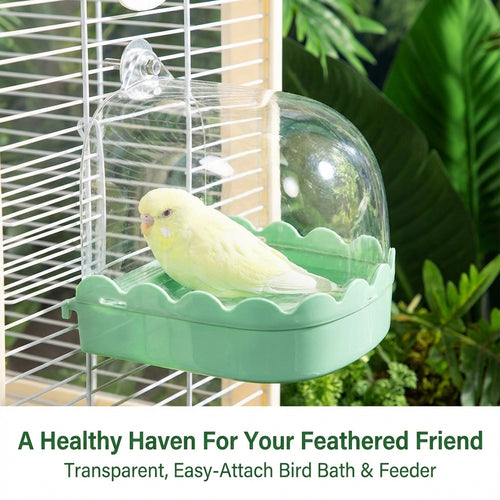 Bird Bath for Cage Hanging Bathtub, Bird Cage Accessory Bath Tub, Transparent Bird Bath Box for Smal - Image 2