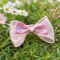 Dog Ribbon Hair Clip, Rose, Polyester, Stylish, Pet Hair Clip, Dog Ribbon, For Photo Shoots & Walks