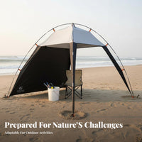 Quick Setup Ventilated Beach Tent Easy Set up uncoveredFront Beach Tent Spacious Sun Shelter 360° Ventilation for Beachon the Moveers, Families, Fishing, Camping, Picnic, Backyard