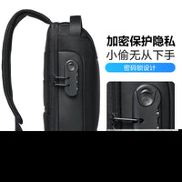 密码锁防盗男包男士胸包休闲运动小背包单肩斜挎包包机车包骑行包