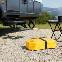 4 Pieces RV Leveling Block Portable Trailer Leveling Block Anti-Slip Stabilizer Pad for Camping, Outdoor, Soft Ground