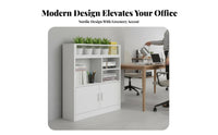 Large Capacity Office Partition Cabinet Stable Structure Low Storage Cabinet with Planter Box Thickened Board Cubicle Divider Bookshelf Soft-Close Hinges for Business Owners, Administrators, Workstation Area, Conference Room