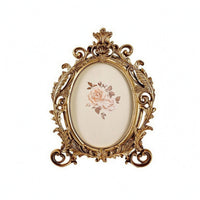 Antique Oval Frame Carved Scroll Detail Ornate Photo Frame Glass Front