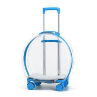 Transparent Pet Carrier with Wheels Clear Rolling Pet Carrier Portable Luggage Cats, Veterinarian Visits, Outdoor