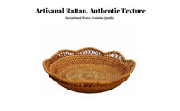 Woven Fruit Basket Sturdy Structure Round Wicker Basket Minimalist Woven Rattan   Tray for Washroom