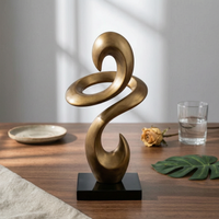 Geometric Sculpture Gold Tabletop Sculpture Brushed Decorative Ornament for Living Room, Office, Hotel Reception Area