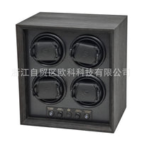 4-Slot Ebony Wood Grain Automatic Watch Winder Box with Digital Display