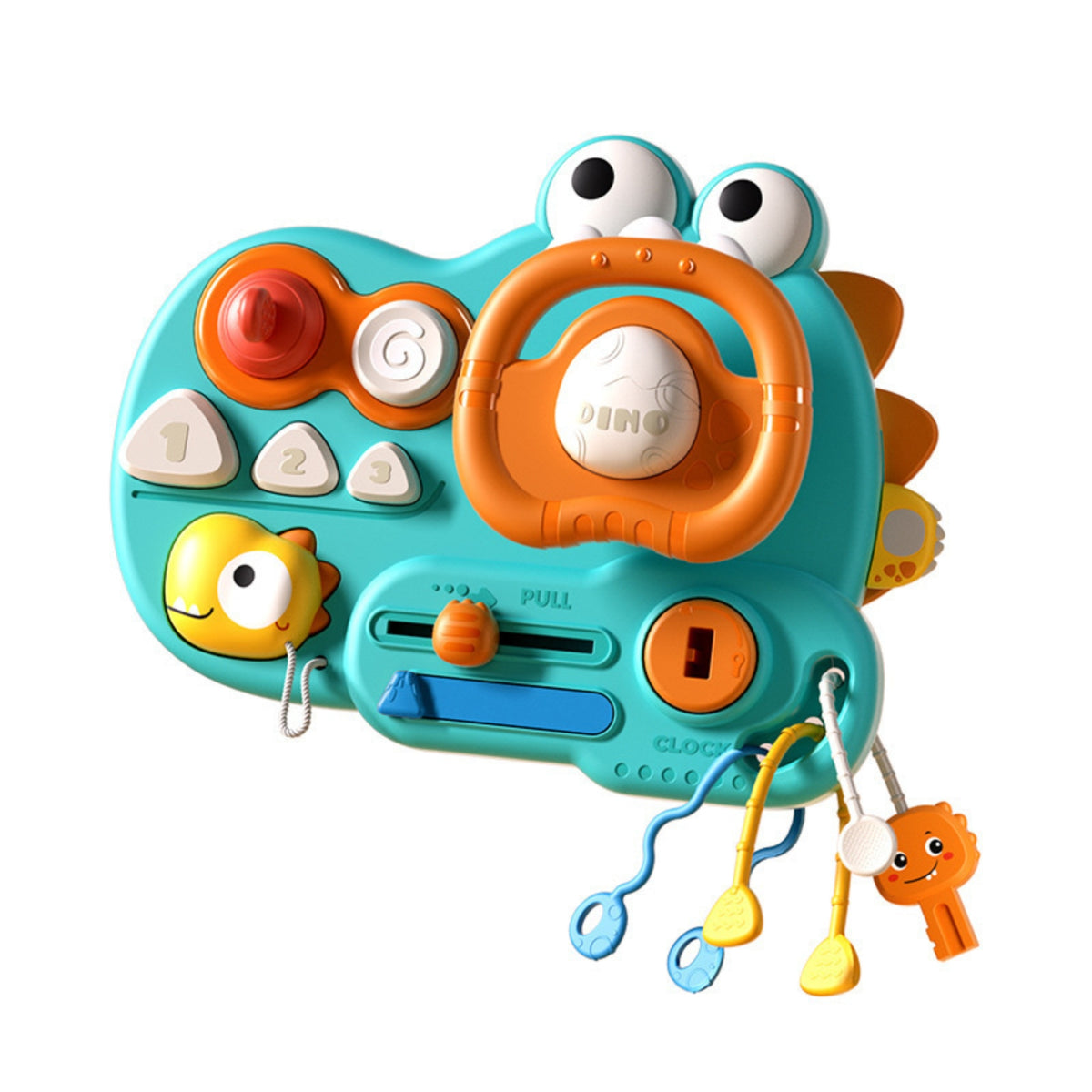 Dinosaur-Themed Stroller Steering Wheel Toy Multifunction Stroller Toy Sensory Travel-Friendly for Toddlers
