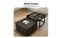 2 Pieces Sintered Stsingle Top Nesting Tables with Storage Drawers Modern Design Nesting Set with Drawers Space-Saving Living Room Furniture Versatile Combination for Apartment Dwellers, Homeowners, Interior Designers, Small Areas, Lounge Area