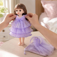 20cm Cotton Doll Purple Gown Outfit - Handmade Original Design