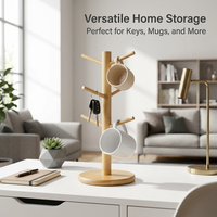 Cup Stand Cup Holder, Coffee Bar Cup Holder, Coffee Cup Stand Cup, Bamboo Mug Tree Thicker, Mug Tree Thicker Base, Kitchen Countertop Storage Mug Tree