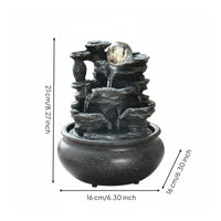 Compact Design Desktop Water Fountain USB Powered Indoor Water Fountain with Light House Decoration for Living Room, Office, Meditation Space, Bedroom