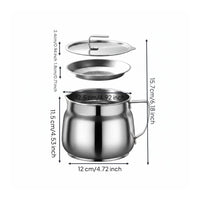 Oil Strainer Pitcher Large Capacity Stainless Steel Oil Pitcher Wide Mouth