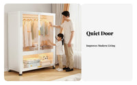 1 Piece Metal Wardrobe Cabinet Steel Storage Dustproof Bedroom Wardrobe Large Capacity Easy Assembly Carbon Steel Frame Suitable for Families Dorm Room Home Office Garage
