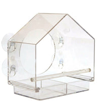 Panoramic Bird Feeder with Suction Cup Mounting, Rainproof Acrylic Bird Feeder for Balcony, Outdoor Bird Watching Station to Attract Birds