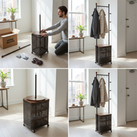 Freestanding Garment Rack with Storage Shelf, Metal Clothes Organizer for Bedroom and Living Room