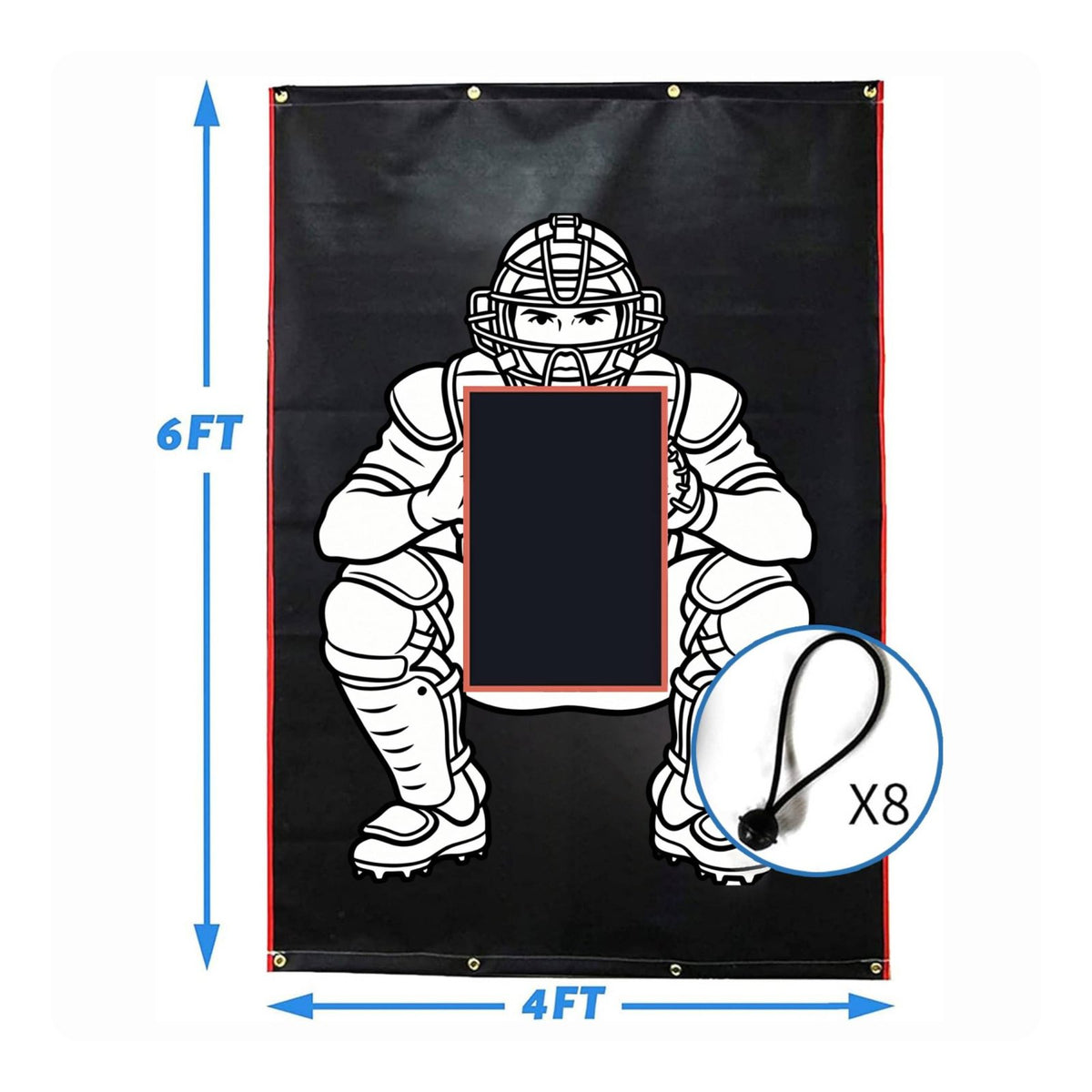 Baseball Strike Zone Target with Elastic Cords Ajustable Pitching Target Cloth Heavy-Duty Netting for Training Camp