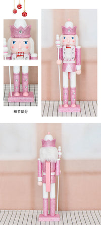 25 New 38cm Pink Glitter Nutcracker Solid Wood Decorative Puppet Gift