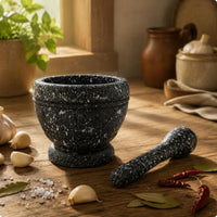 Garlic Mortar and Pestle Easy to Clean Garlic Masher Bowl Manual Granite Mortar Set