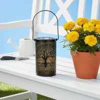 Hollow Tree Lantern Waterproof Iron Hanging Yard Light Metal for Patio