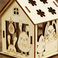 8 Sets DIY Wooden Easter House Kit, Assembly 3D Puzzles with Bunny Chick Egg Design, Unfinished Wood Craft Model for Children Family Arts and Crafts Home Decoration