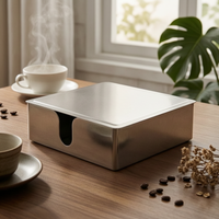 Stainless Steel Tissue Box Decorative Square Tissue Box Thickened Napkin Dispenser for Hotel