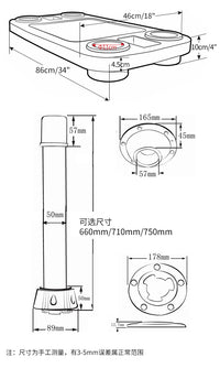 跨境热销房车可拆卸柚木漆面餐桌游艇铝合金可移动桌腿桌面支撑
