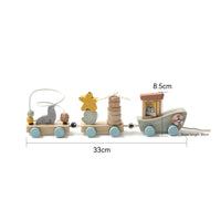 Brightly Painted Wooden Pull Train Rolling Animal Pull Toy Classic Wooden Train with Wheels Educational for Playroom
