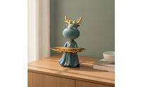 Deer Figurine with Tray Speckled Tabletop Organizer Modern for Vanity, Women