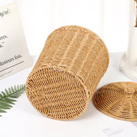 Rattan-Style Storage Basket with Lid, Large Laundry Hamper
