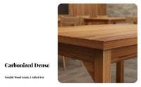 Retro design Carbonized Wood Table and Chair Combo sturdyDuty Construction Dining set with Bench utilitarian Design Commercial Furniture Space Saving for Restaurant Owners, Cafe Proprietors, Bar Managers, Barbecue Joint, Food Court, casual eatery, Kitchen