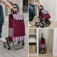 Foldable Shopping Cart with Wheels, Portable Grocery Utility Cart for Seniors, Stair Climbing Hand Truck