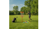 Outdoor Disc Golf Basket with Chains All-Metal Portable Disc Golf Target Heavy Duty Freestanding for Athletes, Backyard, Park