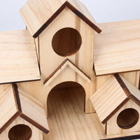 Wooden Birdhouse Nest Box with Multi-Level Complex Design, Solid Wood Freestanding Garden Birdhouse and Bird Nest Box for Outdoor Garden Use