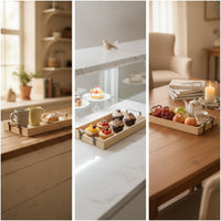 Rectangular Tray with Woven Base Vintage for Tabletop Display