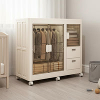 Installation-No-Tools Foldable Clothes Wardrobe Large Capacity Drawer Design Plastic Closet Heavy Duty Portable Clothing Cabinet Adjustable Shelves for Babies, Nursery