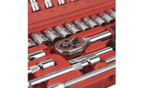 46 Pieces Easy to Carry Ratchet Socket Wrench Toolkit Versatile Socket Wrench Set with Case Complete Ratchet Set with Case Sturdy for Mechanics, Garage, Roadside Emergency