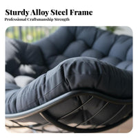 Wicker Weave Accent Cushioned Rocking Chair Cradle-Like Comfort Cushioned Egg Rocker Thick Cushion Household Furniture Stable Design for Homeowners, Book Lovers, Balcony, Living Room, Bedroom, Reading Nook