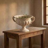Urn Planter with Scroll Handles Distressed Flower Container Rustic for Mantel
