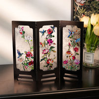 Decorative Tabletop Screen with Faux Relief Glass