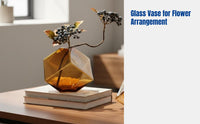 Geometric Glass Vase, Colored Concave Cube, Hydroponic, Modern Design
