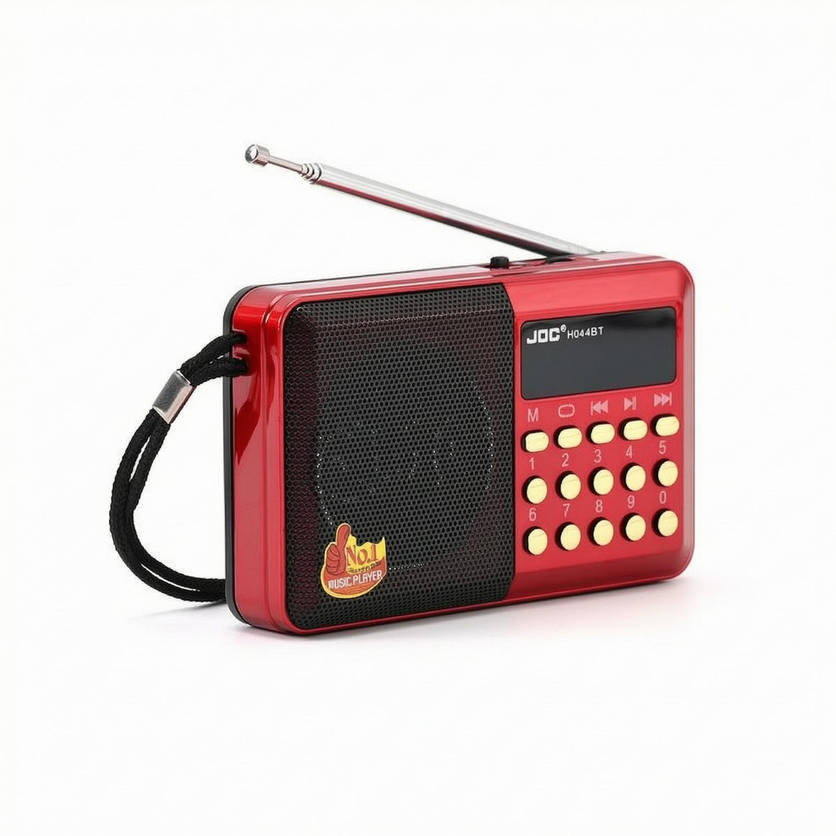 Red Portable Radio Rectangular Mini Radio Black Front Grille Electronics Telescopic Antenna