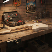Easy to Customize Traditional Line Design Guitar Kit 21 Frets DIY Guitar Set Unfinished Wood Single-Cutaway Guitar Body Kit Noise Reduction for Beginners