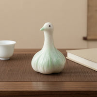 Crackle-Glaze Bird Tea Pet Cute Ceramic Bird Figurine Chubby Tabletop Decoration Miniature for Collectors, Desk, Display Shelf