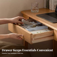 Wooden Desk with Drawers Space-Saving Single-Drawer Wooden Desk for Small areas