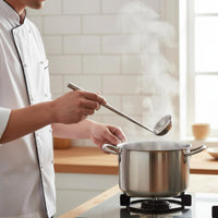 Stainless Steel Ladle Anti-Scalding Wok Spoon Mirror Polished Long Handle Ladle for Restaurants
