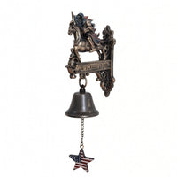 Antique-Style Wall Sign with Bell Ornate Decorative Wall Bell Rustic Decor Welcome for Patio